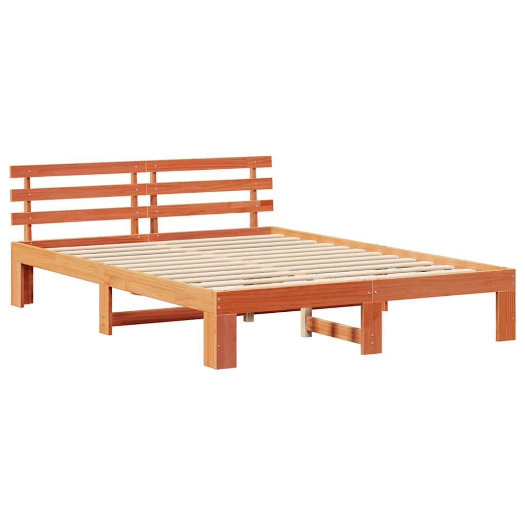 Estrutura da cama com cabeceira marrom cera 160 x 200 cm