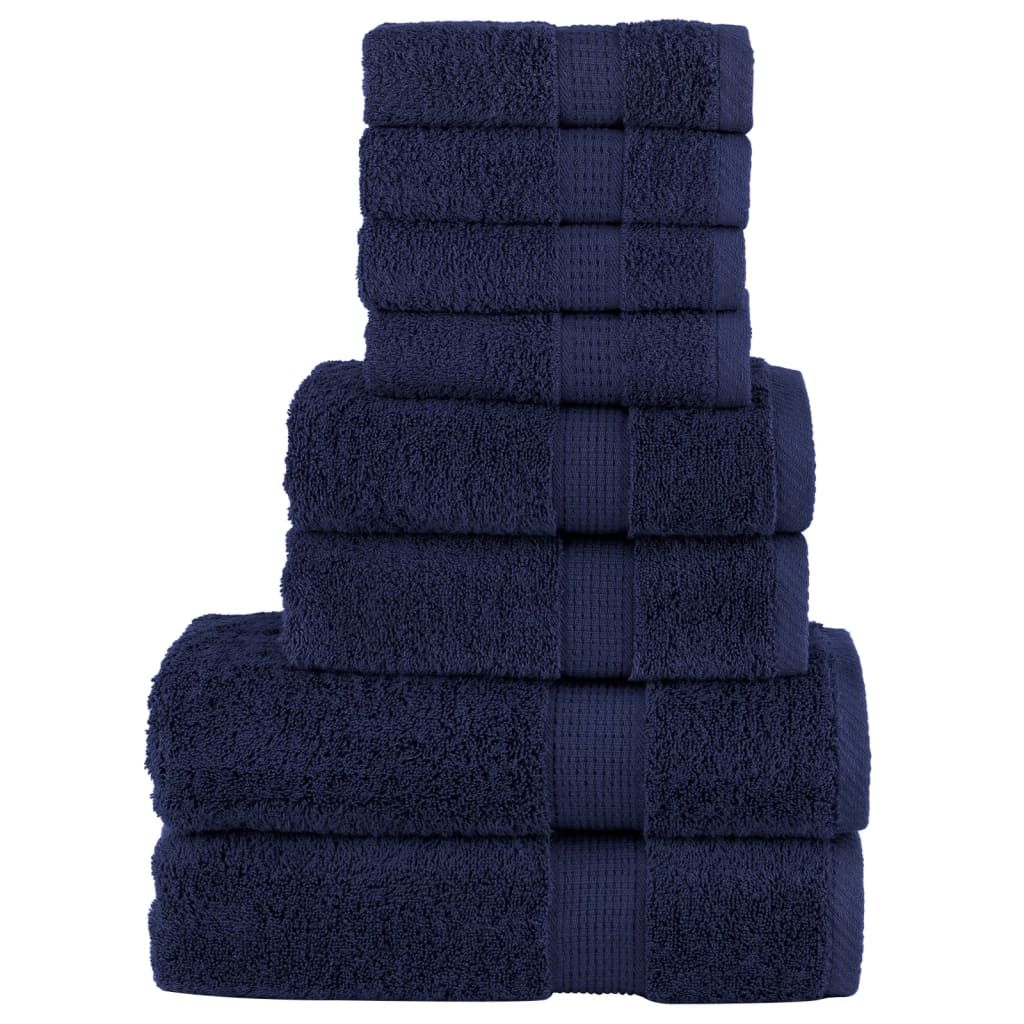 8Pcs conjunto toalha premium solund 600 gsm azul-marinho
