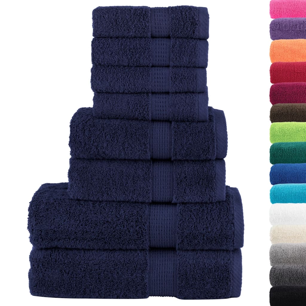 8Pcs conjunto toalha premium solund 600 gsm azul-marinho