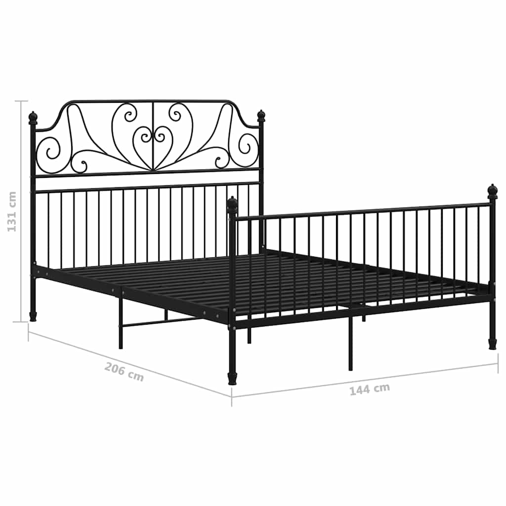 Estrutura de cama 140x200 cm metal preto