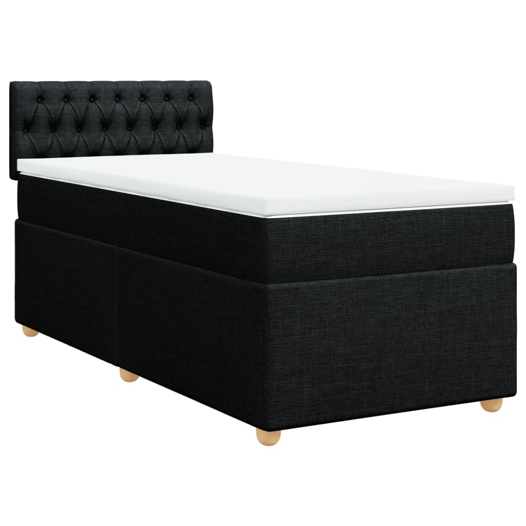 Cama com molas/colchão 90x200 cm tecido preto