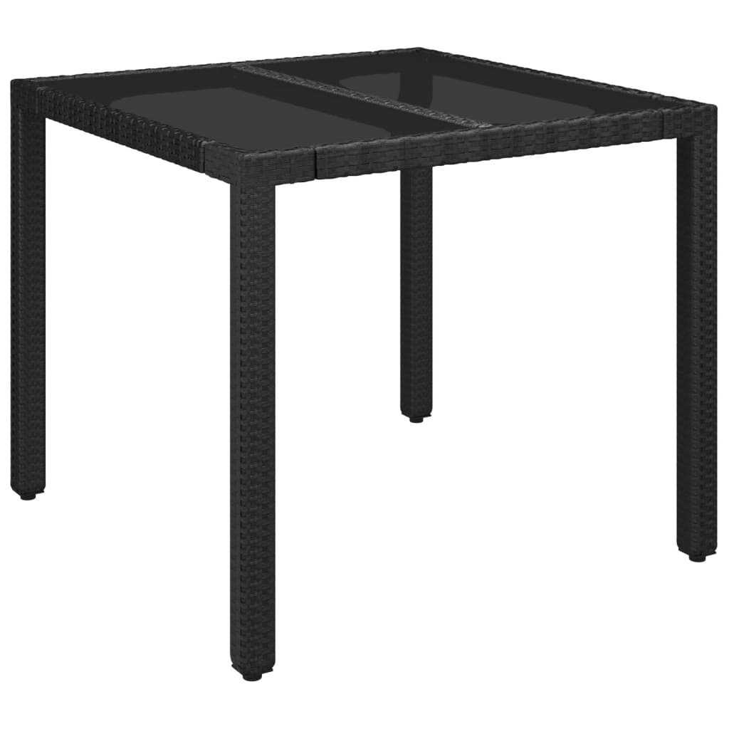 3 Pcs conjunto de jantar p/ jardim c/ almofadões vime PE preto