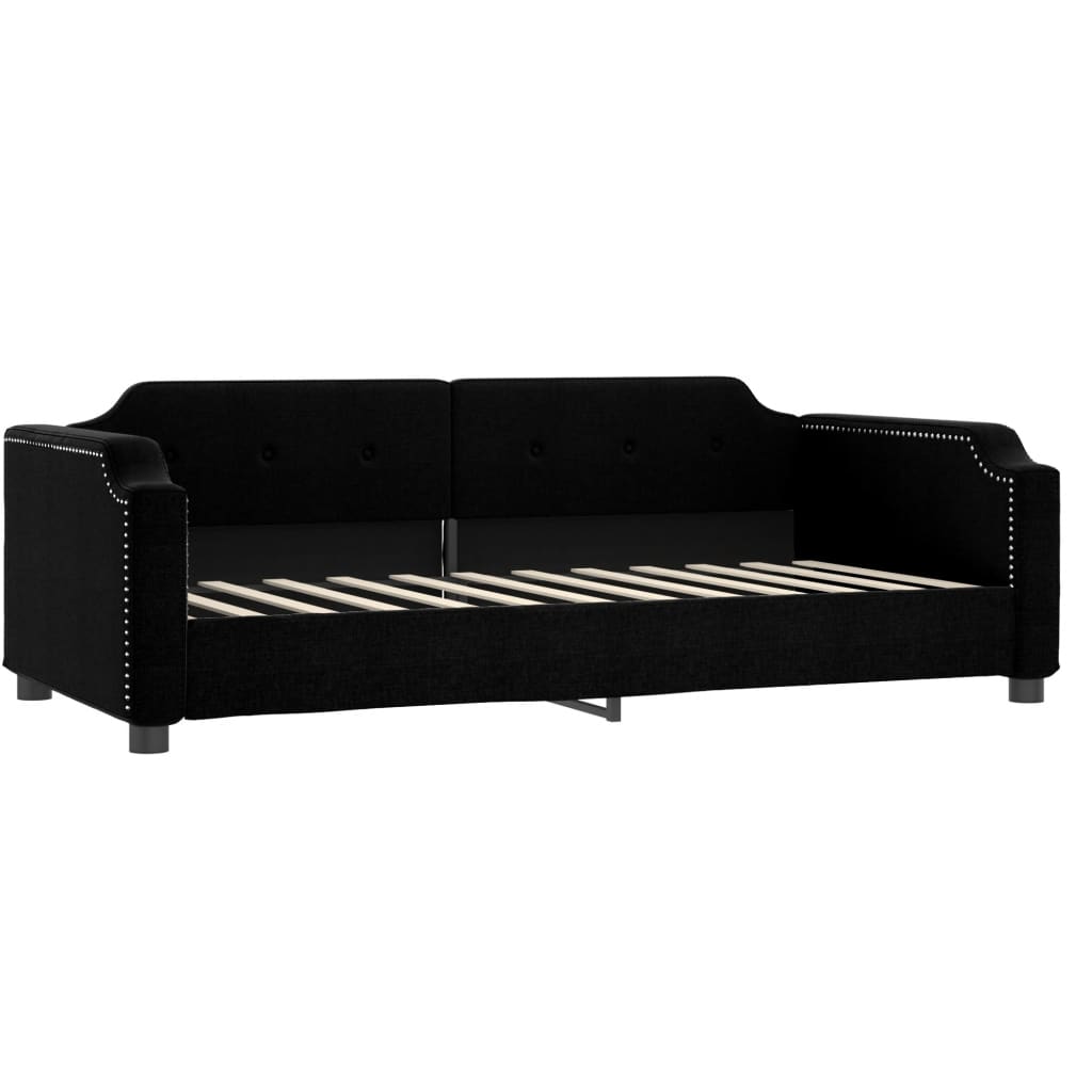 Sofá-cama com gavetão e gavetas 90x190 cm tecido preto