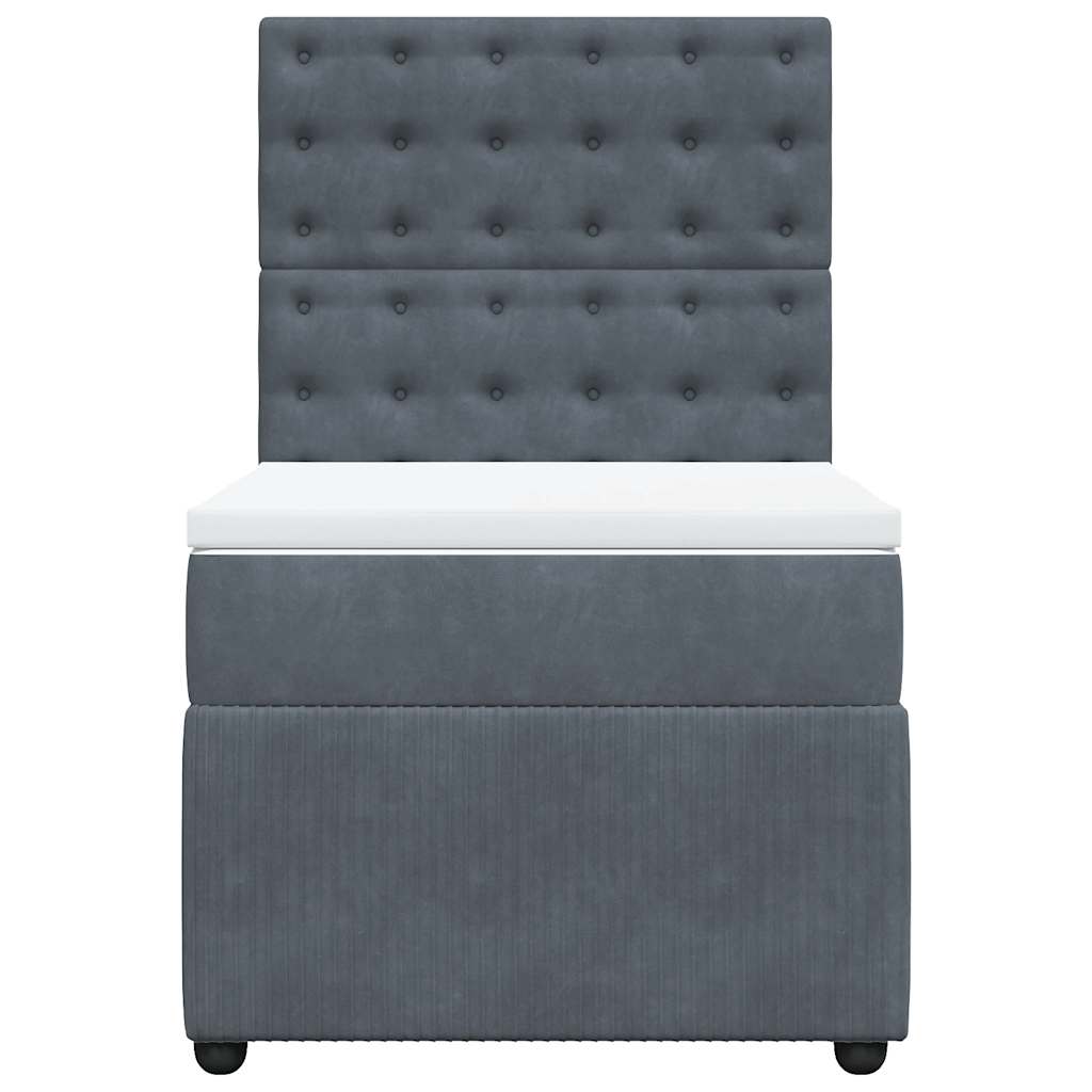 Cama com molas/colchão 80x200 cm veludo cinza-escuro