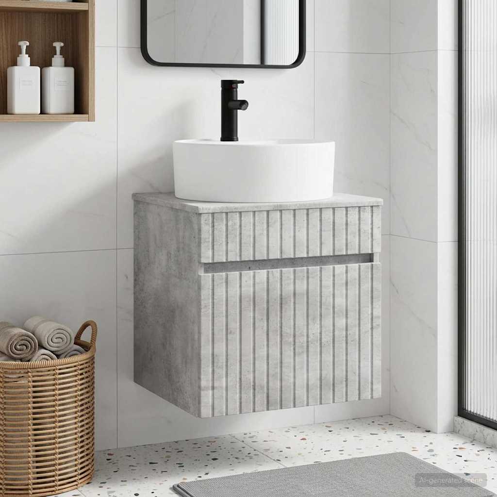 Vanidade de pia de parede cinzento cimento 49 x 44,5 x 65 cm