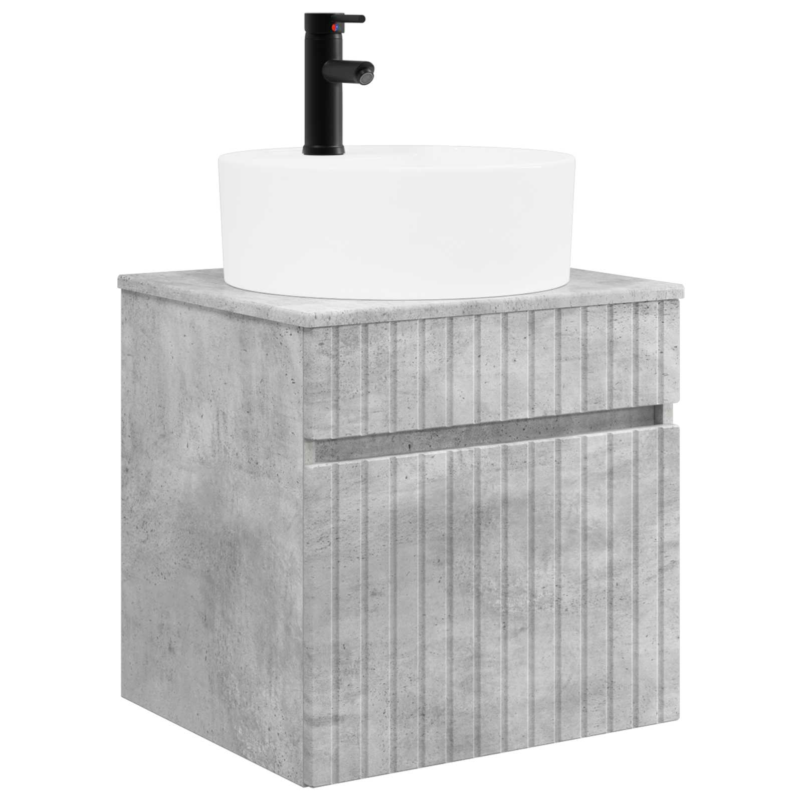 Vanidade de pia de parede cinzento cimento 49 x 44,5 x 65 cm