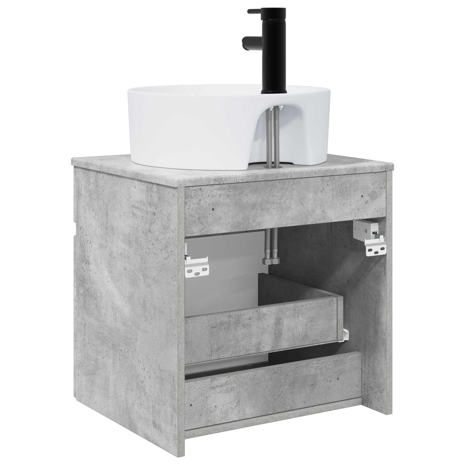 Vanidade de pia de parede cinzento cimento 49 x 44,5 x 65 cm