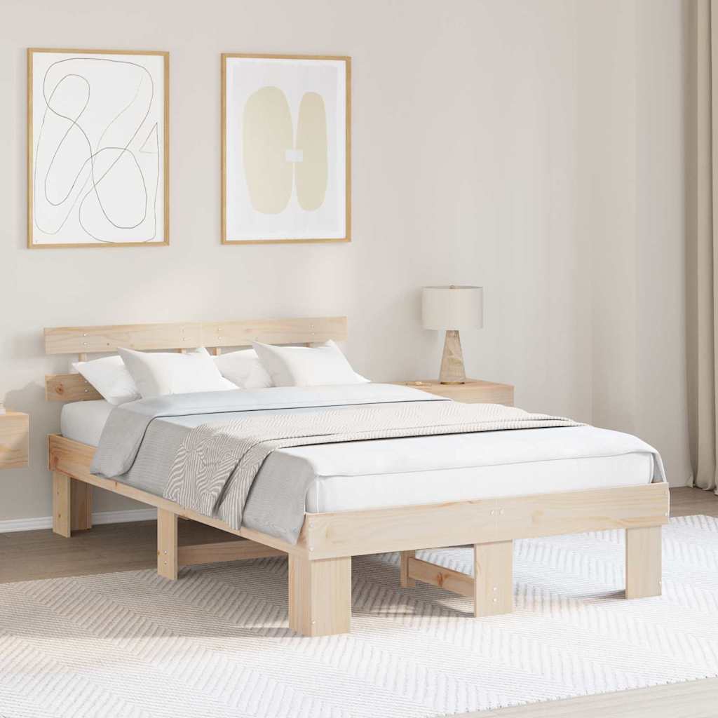 Estrutura da cama com cabeceira natural 135 x 190 cm
