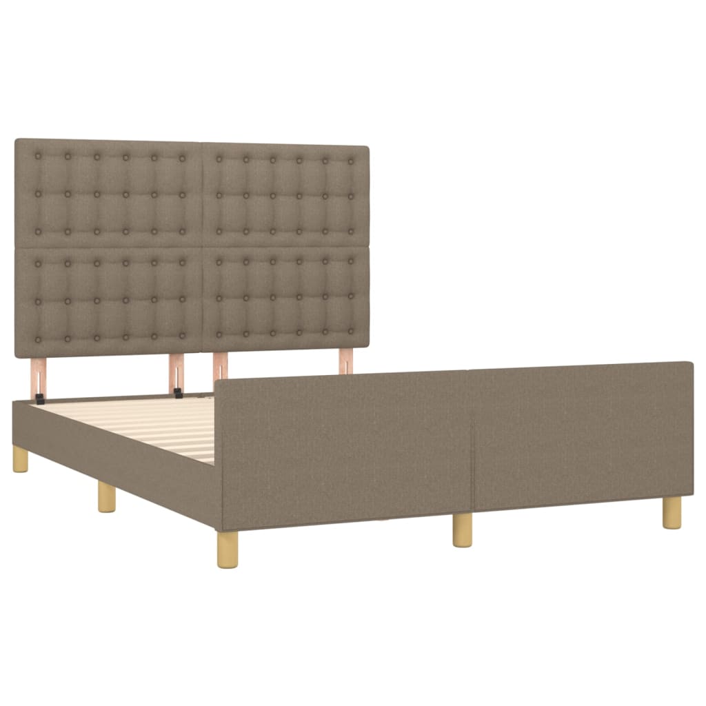 Cama sem colchão 140x190 cm tecido castanho-acinzentado