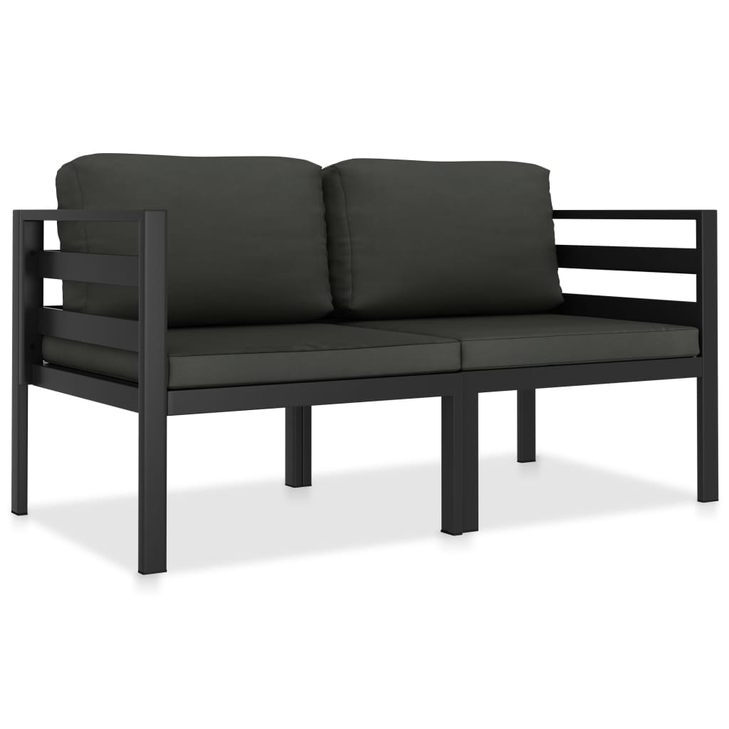 2 Pcs conj. sofás de jardim com almofadões alumínio antracite
