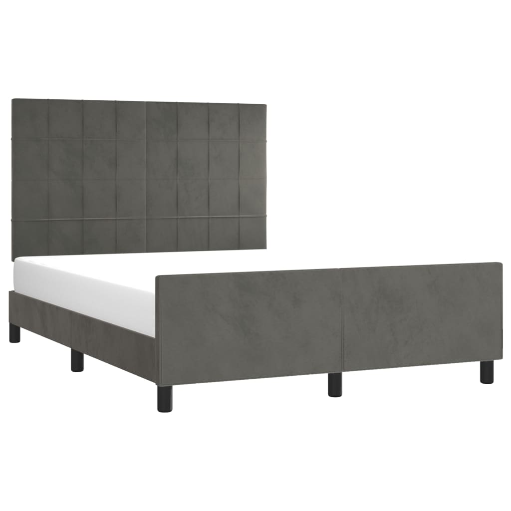 Estrutura de cama sem colchão 140x190 cm veludo cinzento-escuro