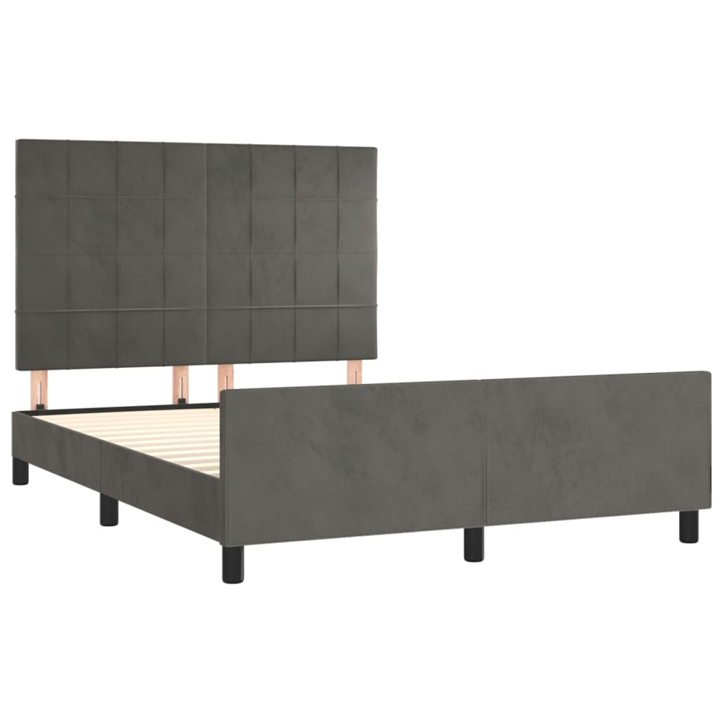 Estrutura de cama sem colchão 140x190 cm veludo cinzento-escuro