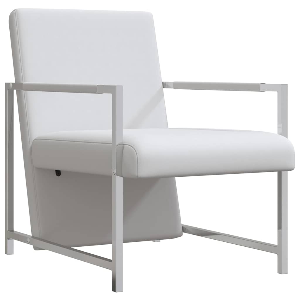 Poltronas com estrutura cromada 2 pcs couro artificial branco