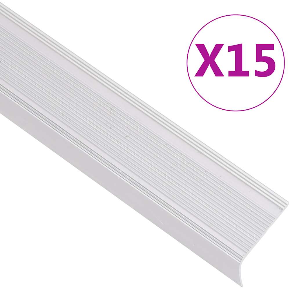 Perfis de escada em forma de l 15 pcs 90 cm alumínio prateado
