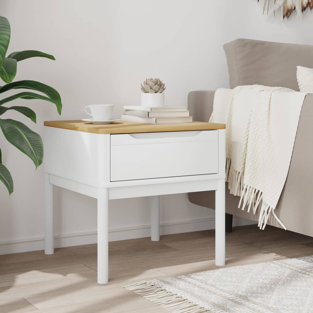 Mesa para candeeiro floro 55x55x54 cm pinho maciço branco