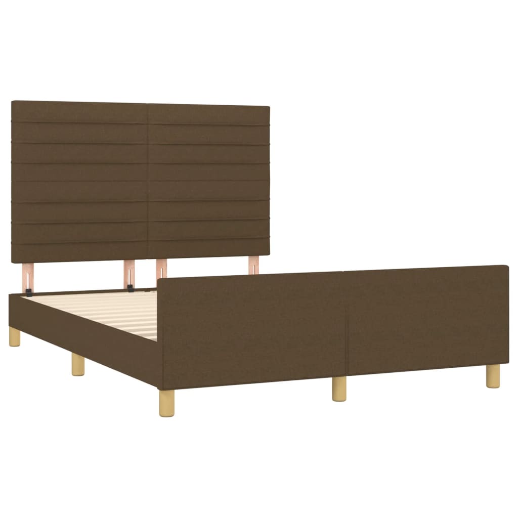 Estrutura de cama sem colchão 140x200 cm tecido castanho-escuro