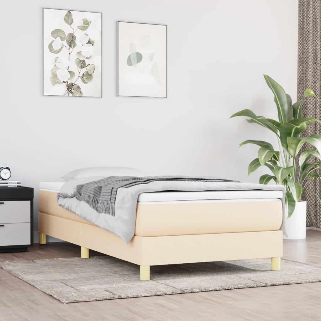 Estrutura de cama com molas 90x190 cm tecido creme