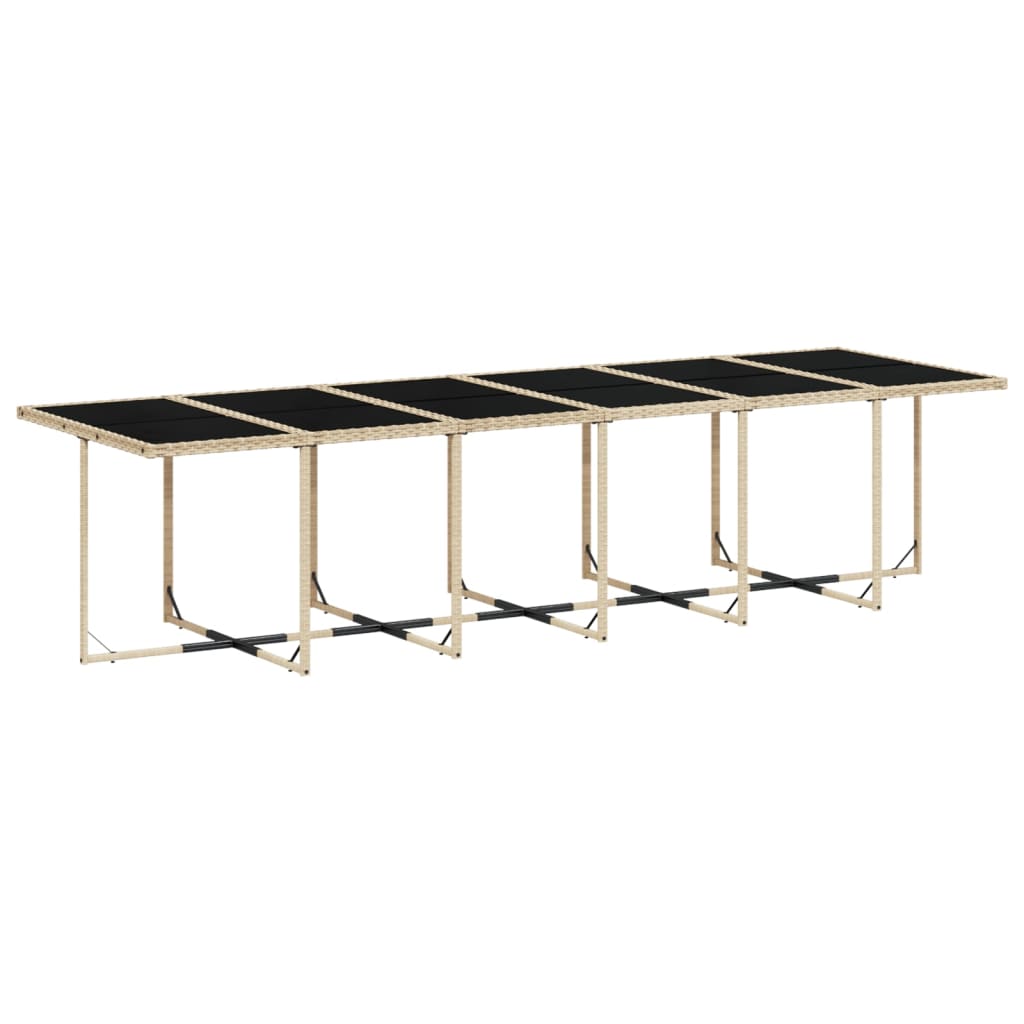 11 Pcs conj. jantar jardim c/ almofadões vime PE bege misturado