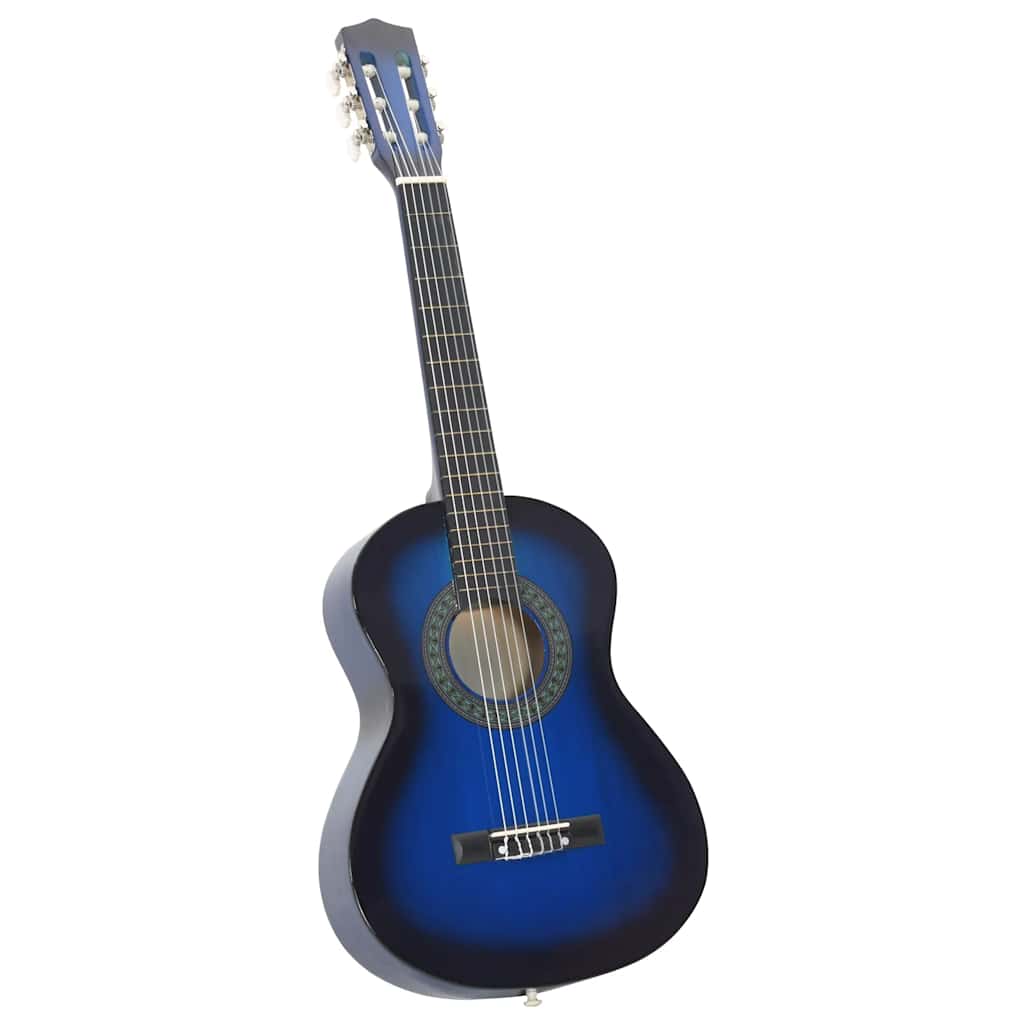 8 Pcs conjunto guitarra clássica iniciantes 1/2 34" azul