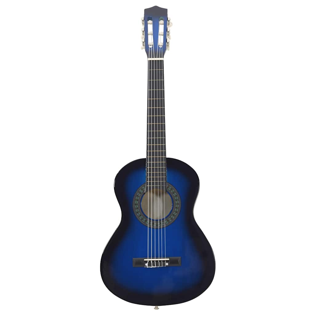8 Pcs conjunto guitarra clássica iniciantes 1/2 34" azul