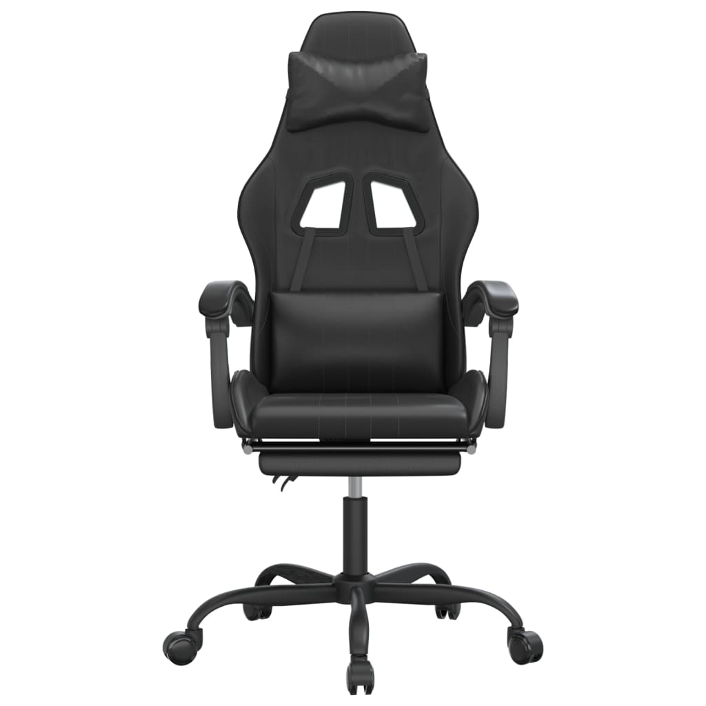 Cadeira gaming c/ apoio pés couro artificial preto