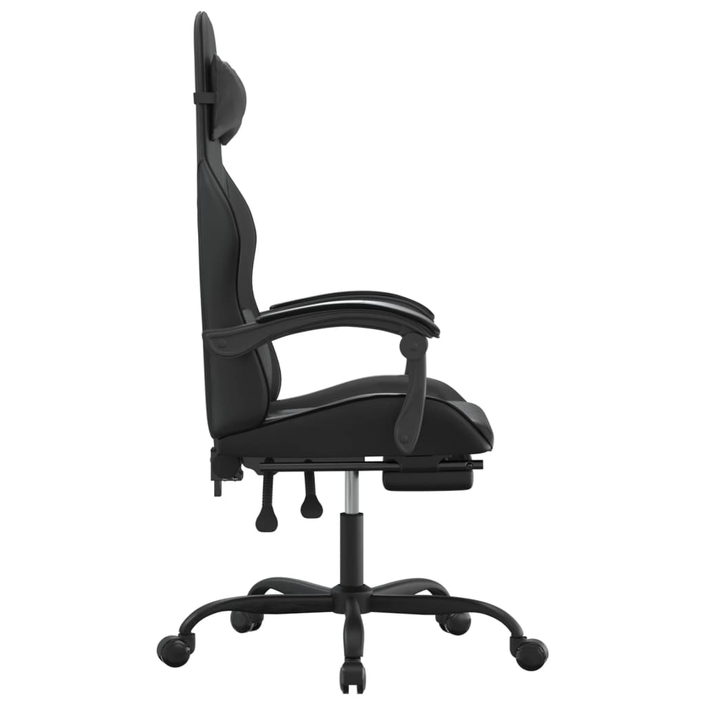 Cadeira gaming c/ apoio pés couro artificial preto