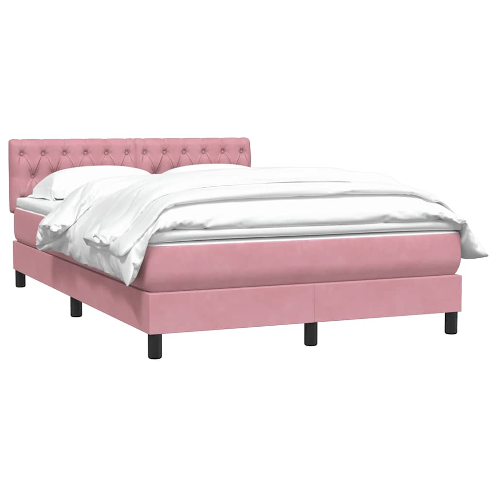 Cama box spring com colchão 160x210 cm veludo rosa