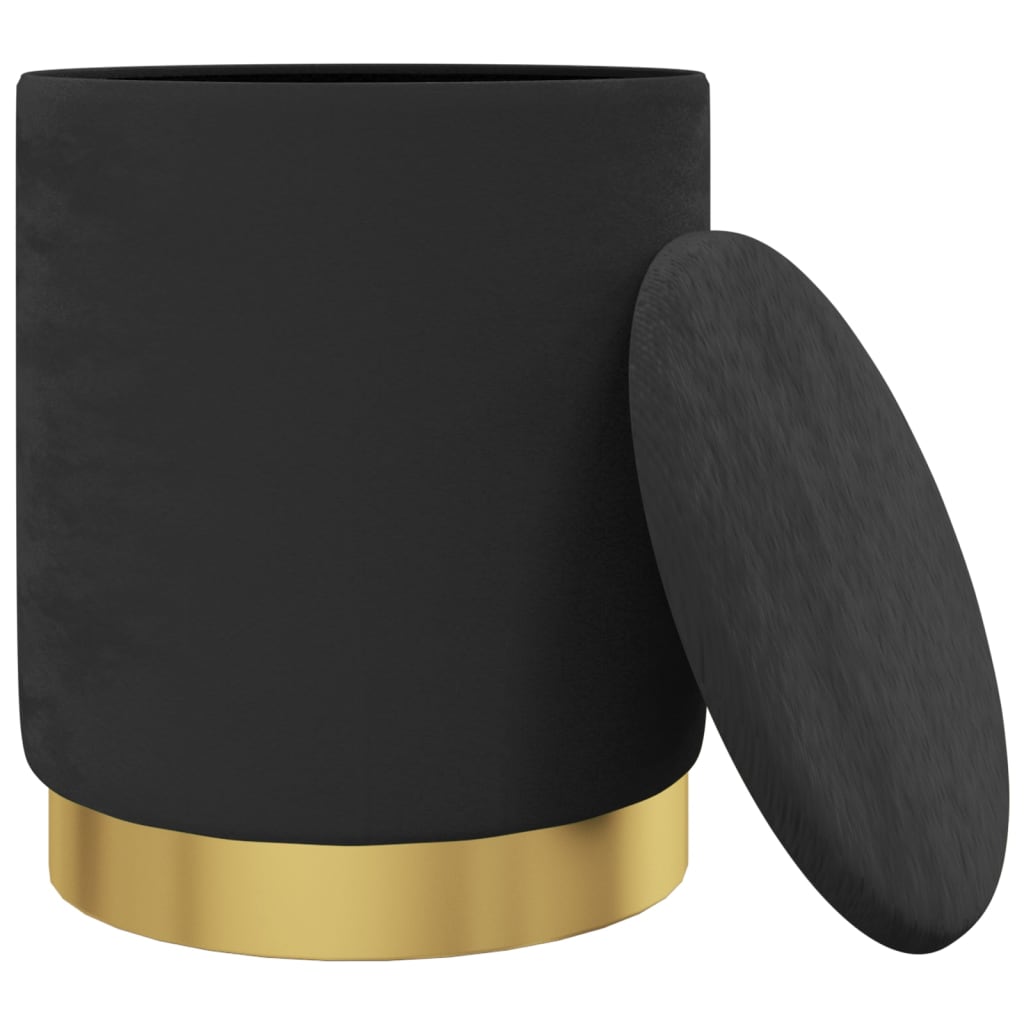 Banqueta com arrumação redonda veludo 31 x 37 cm preto