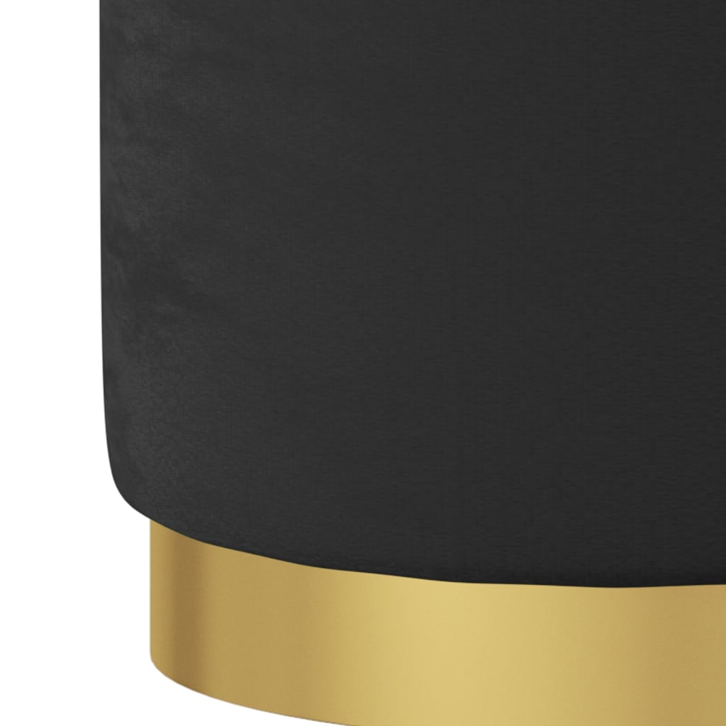 Banqueta com arrumação redonda veludo 31 x 37 cm preto