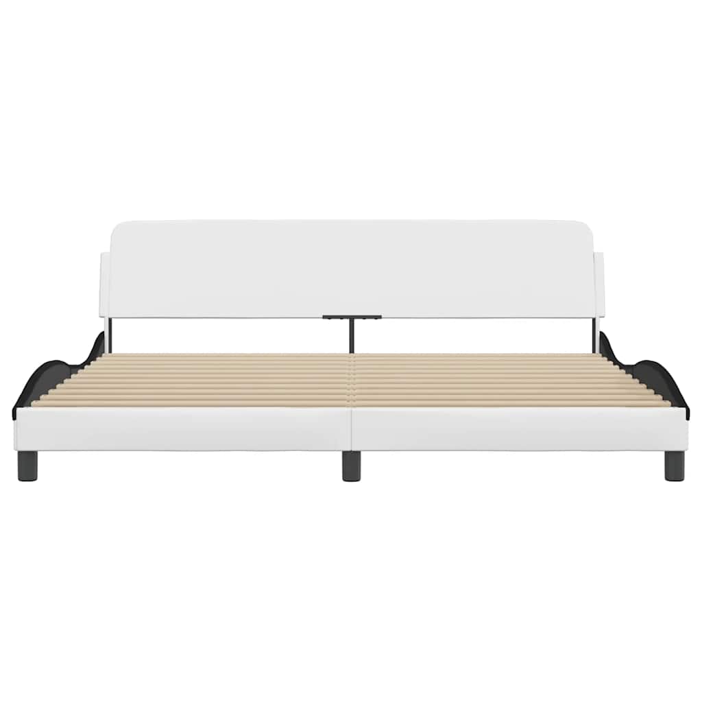 Estrutura de cama dover couro artificial branco e preto