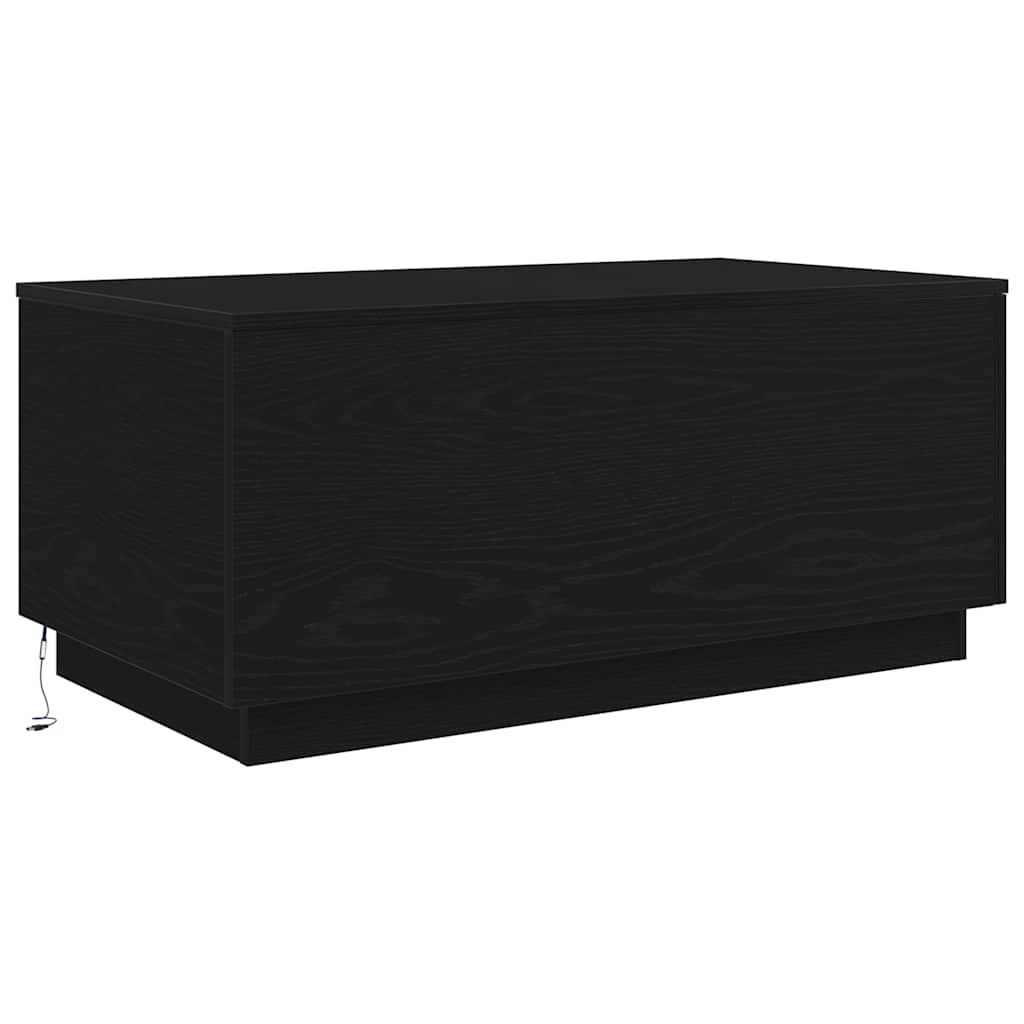 Mesa de centro com luzes LED, carvalho preto, 90x50x40 cm