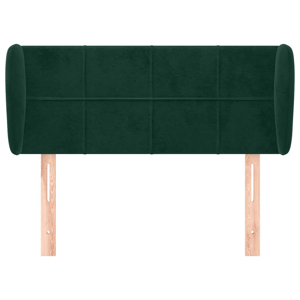 Cabeceira de cama c/ abas veludo 103x23x78/88cm verde-escuro
