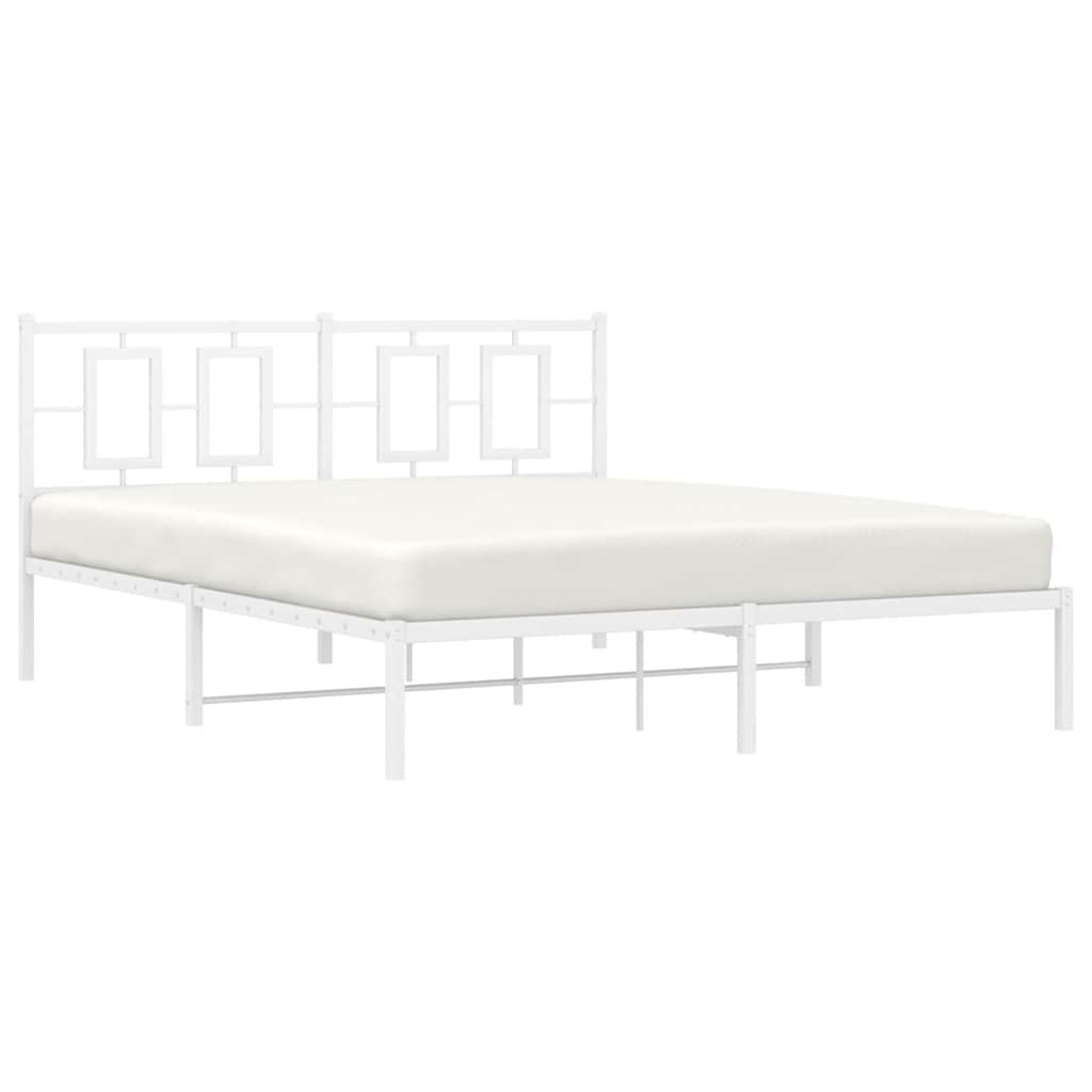 Estrutura de cama com cabeceira 150x200 cm metal branco