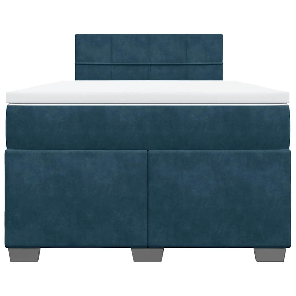 Cama boxspring com colchão 120x200 cm veludo azul-escuro