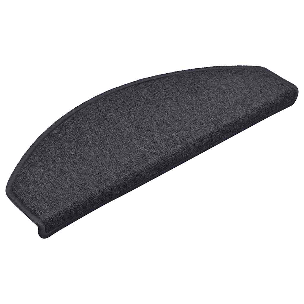 Tapetes de escada 15 peças 65x24x4 cm cinza escuro e azul semicircular grande