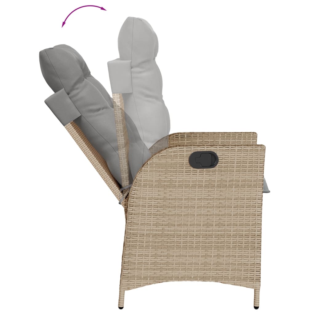 9 Pcs conj. jantar jardim c/ almofadões vime PE bege misturado