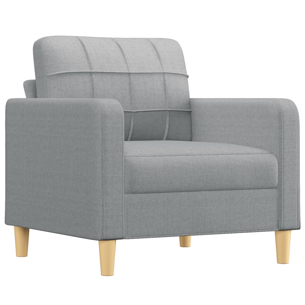 4 Pcs conjunto de sofás com almofadas tecido cinzento-claro