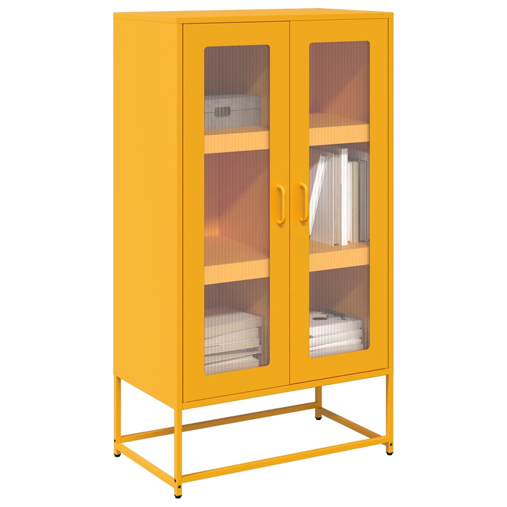 Aparador alto 68x39x123 cm aço amarelo mostarda