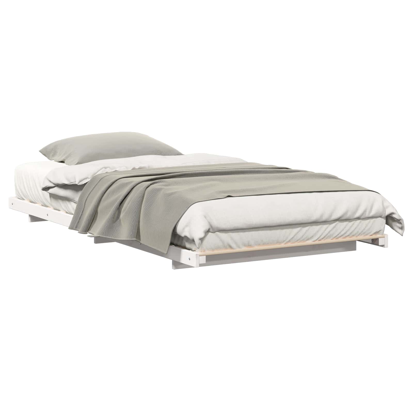 Estrutura da cama branco 80 x 220 cm madeira de pinheiro sólida