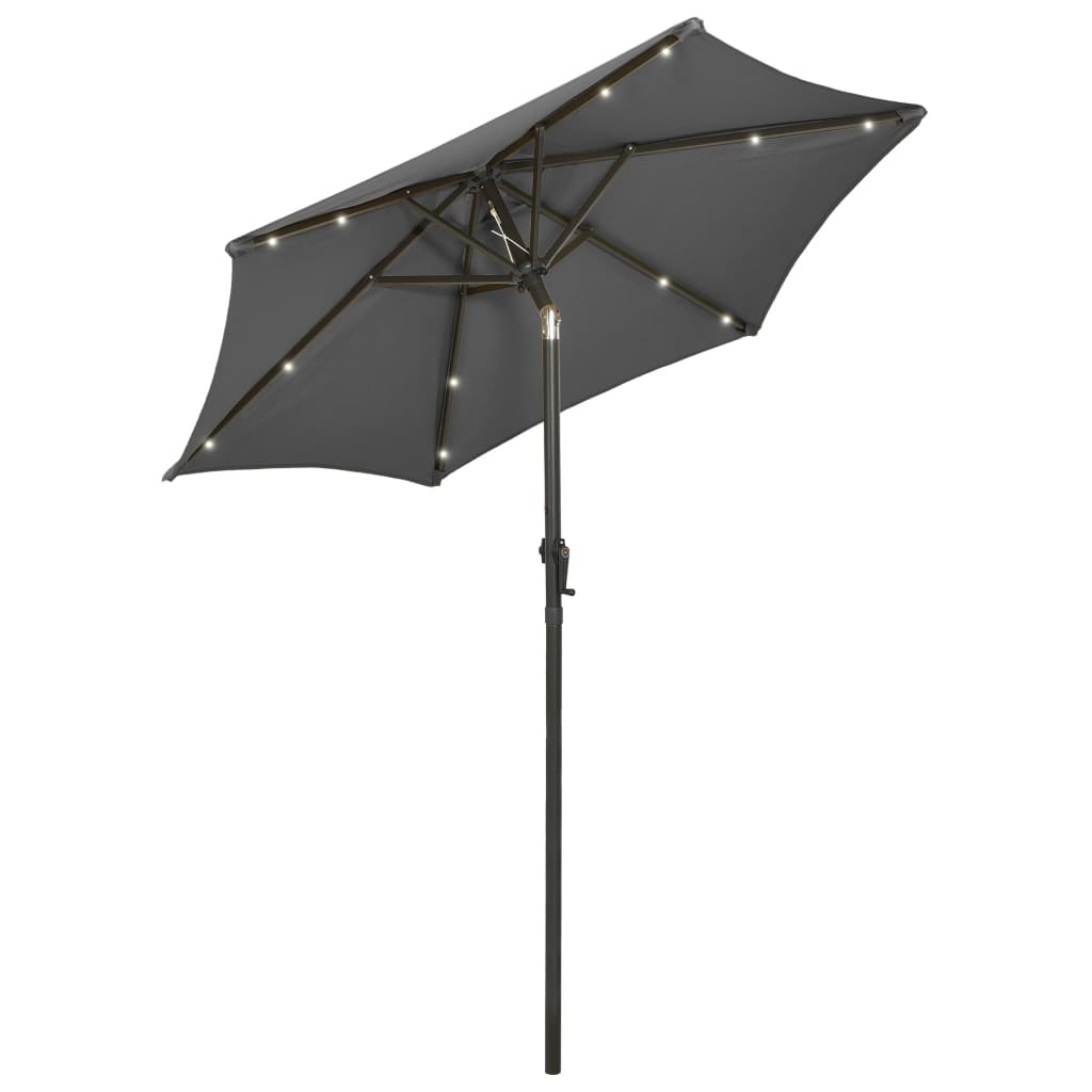 Guarda-sol de jardim c/ luzes LED 200x211 cm alumínio antracite