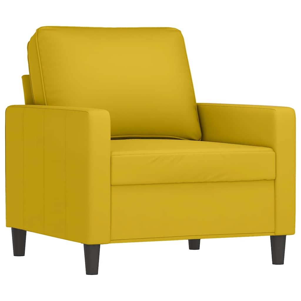 3 Pcs conjunto de sofás com almofadões veludo amarelo