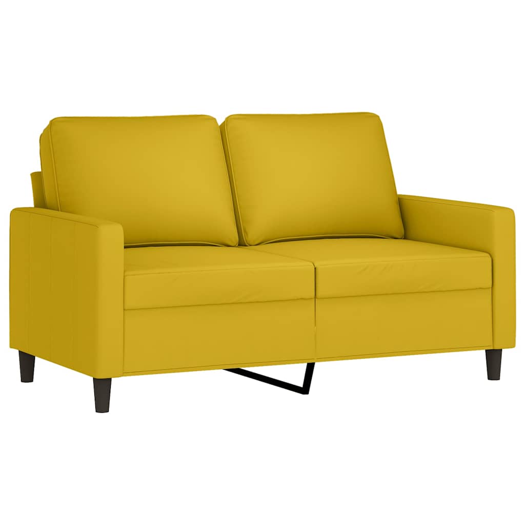 3 Pcs conjunto de sofás com almofadões veludo amarelo