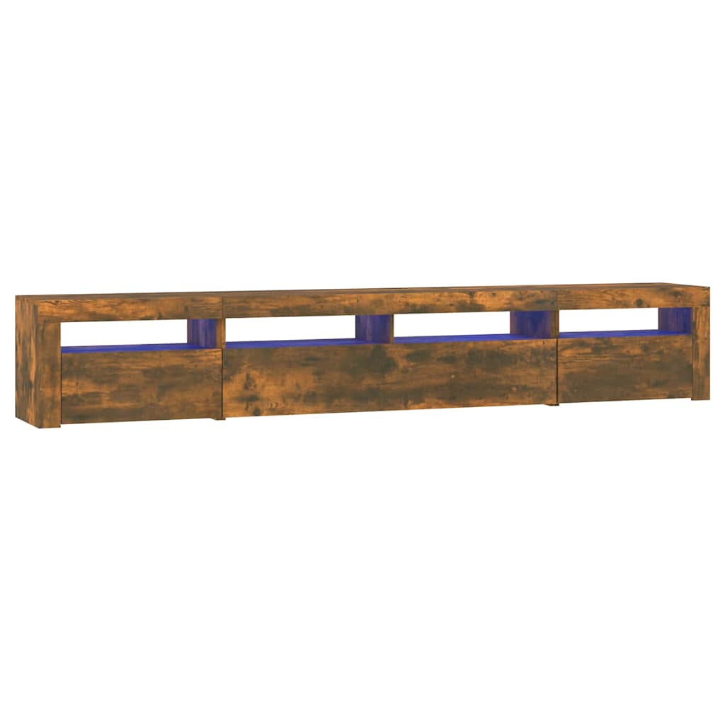 Móvel de TV com luzes LED 240x35x40 cm carvalho fumado