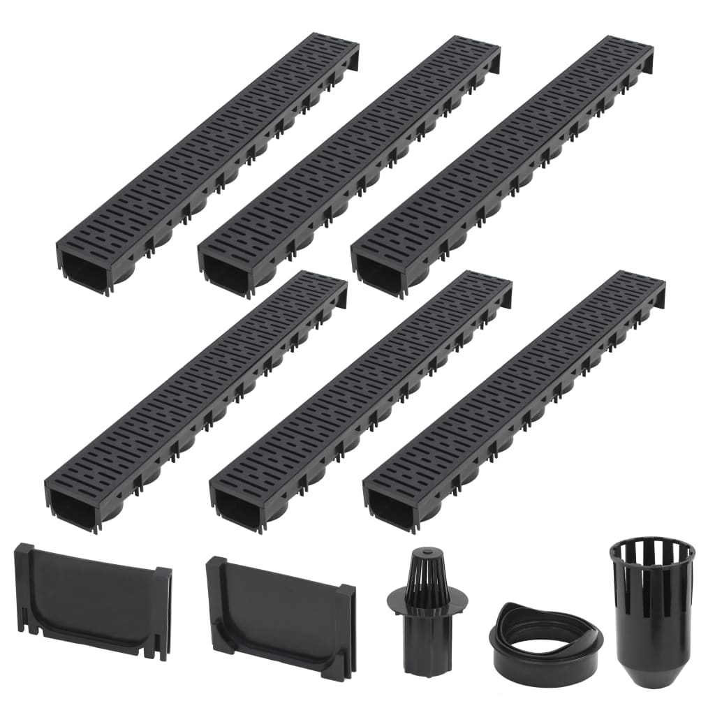 Canais de drenagem 6 pcs plástico 6 m