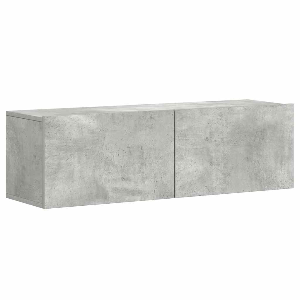 3 Pcs conjunto de móveis de TV contraplacado cinzento cimento