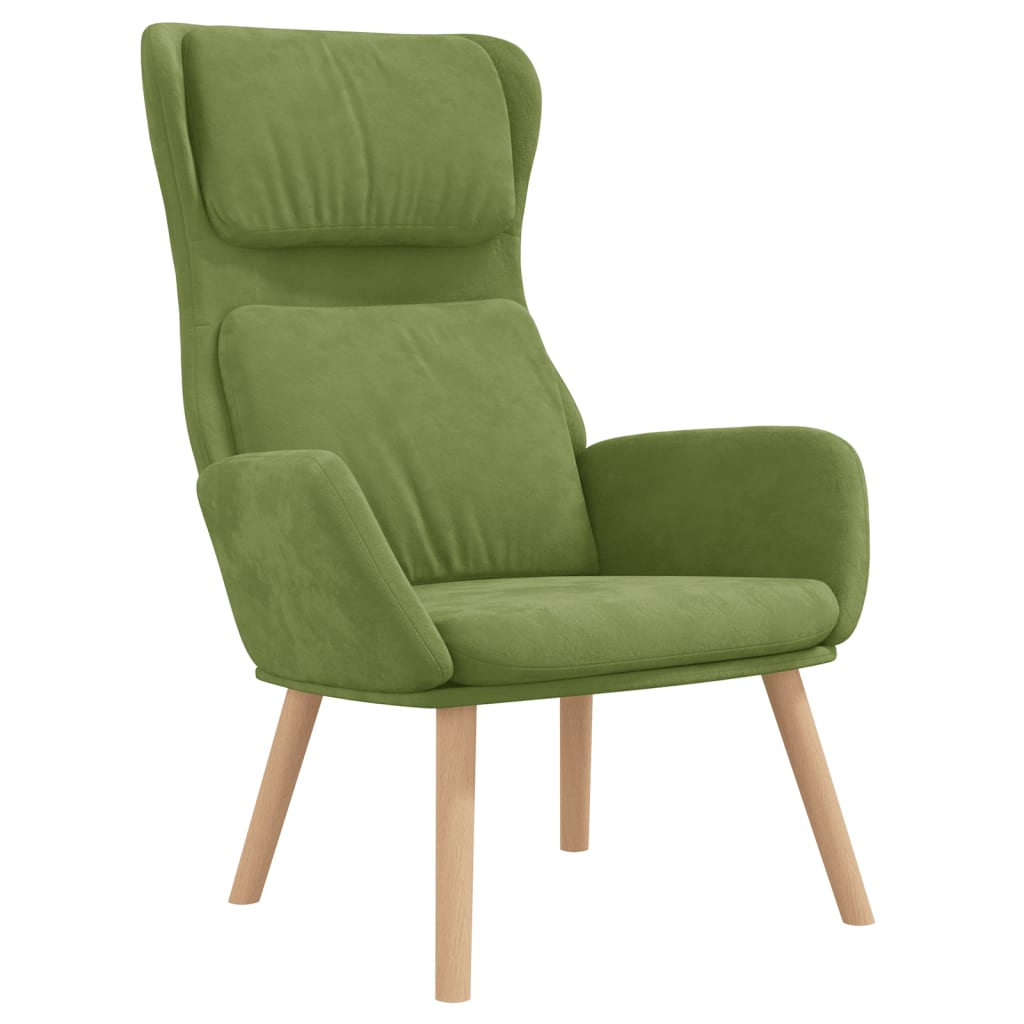 Cadeira de descanso com banco veludo verde-claro
