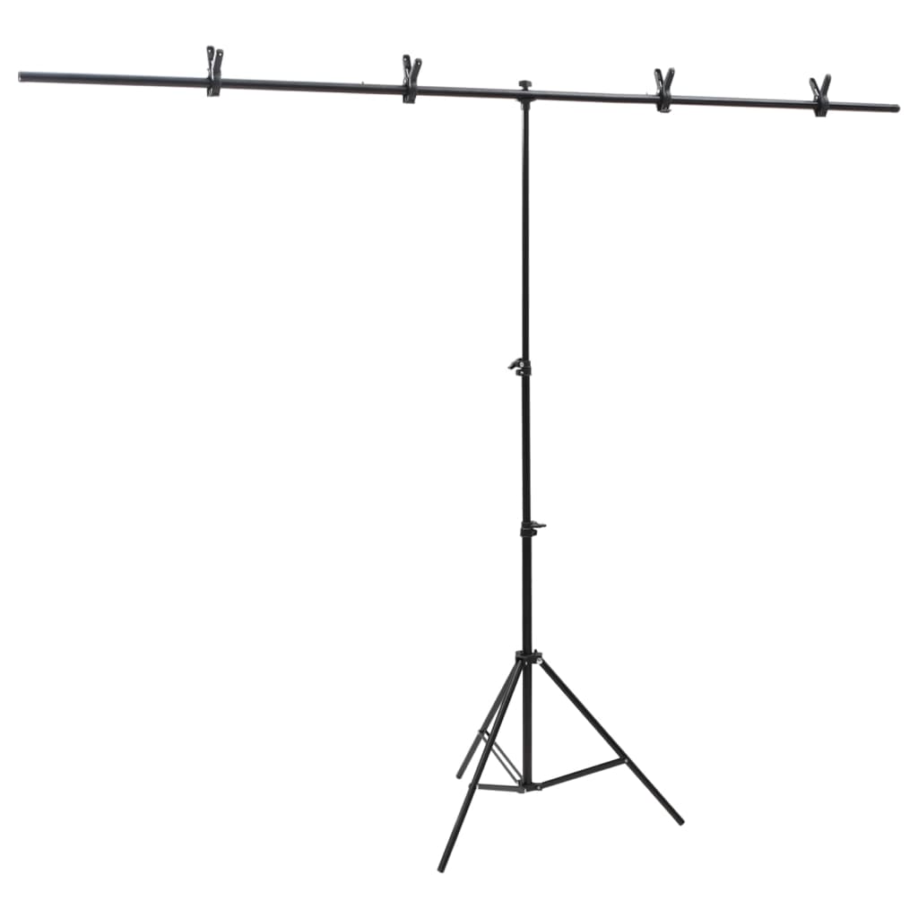 Suporte de fundo em forma de t 201x60x(70-200) cm preto