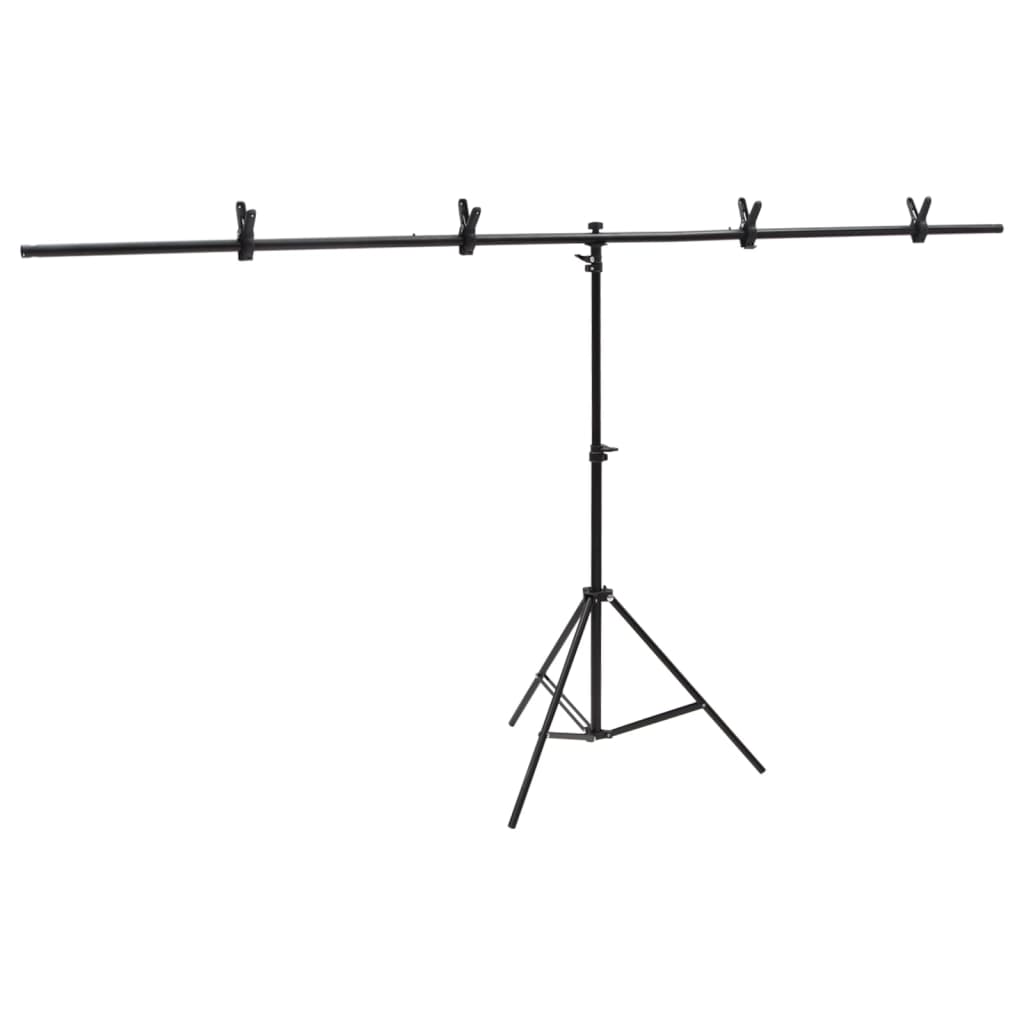 Suporte de fundo em forma de t 201x60x(70-200) cm preto