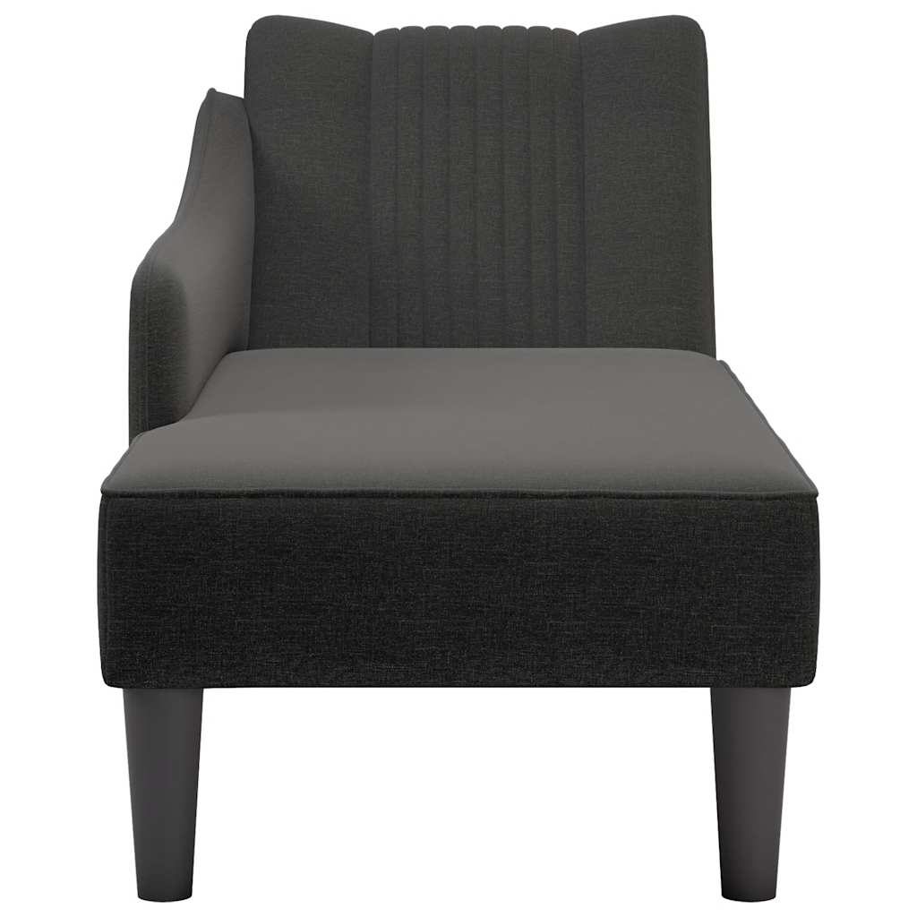 Chaise lounge com apoio de braço direito em tecido preto