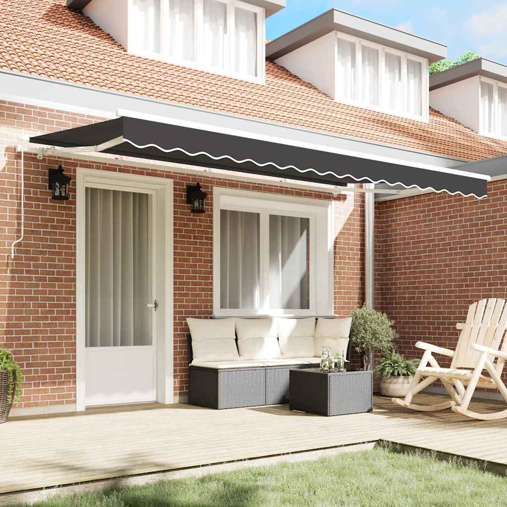 Toldo retrátil antracite 350 x 200 cm tecido